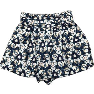 Anthropologie Shorts Womens XS Stretch Waist Boho Pockets Navy Cream Geometric